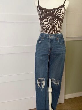 Levi's Blue Straight-Leg Distressed Jeans